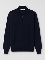 FILIPPO DE LAURENTIIS FDL ROYAL MERINO HALF ZIP NAVY