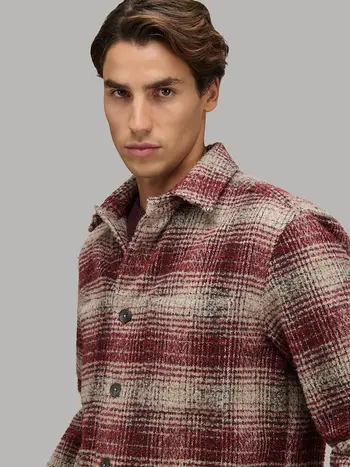 XACUS XACUS OVERSHIRT CHECK WOVEN FIRE RED