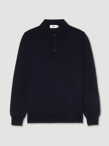 ALTEA MILANO ALTEA LANA CASHMERE POLOSHIRT LONG NAVY