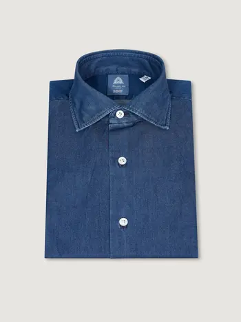 FINAMORE FINAMORE GIZA COTTON LIGHT DENIM SHIRT