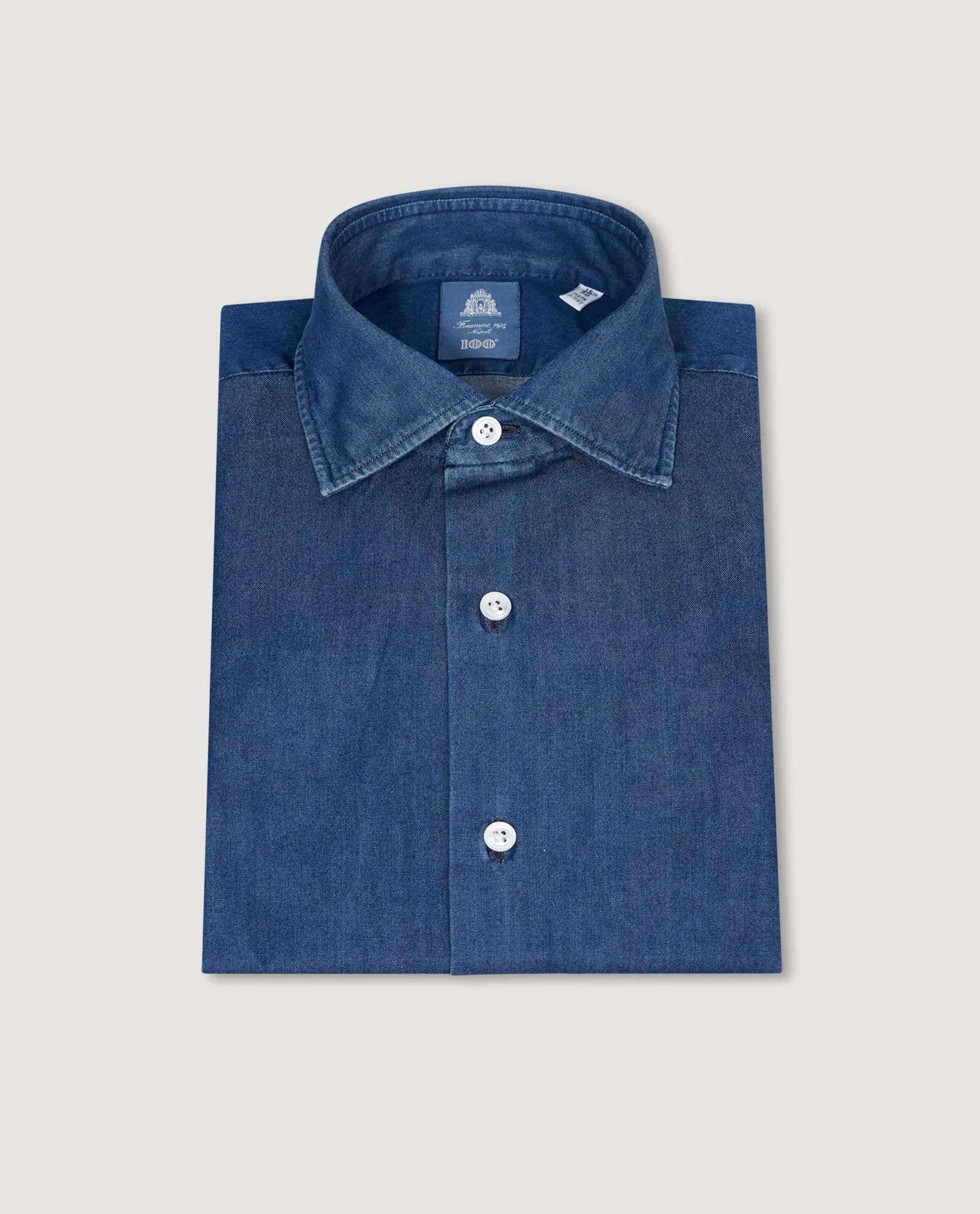 FINAMORE FINAMORE GIZA COTTON LIGHT DENIM SHIRT