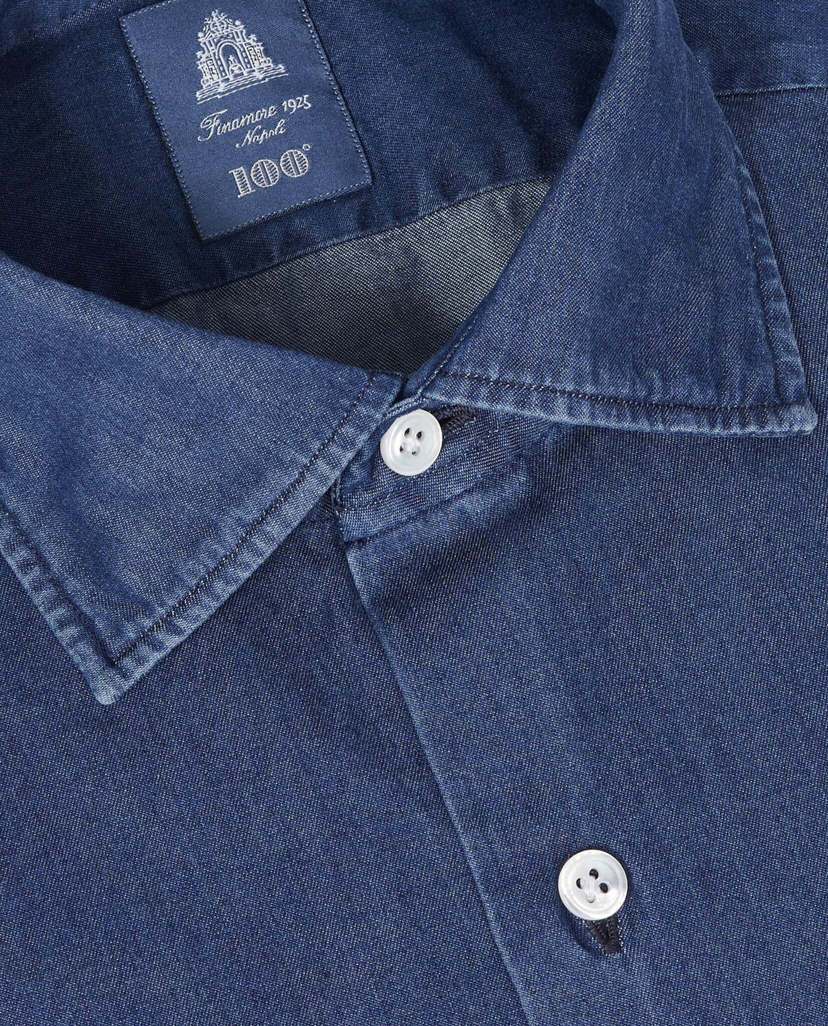 FINAMORE FINAMORE GIZA COTTON LIGHT DENIM SHIRT