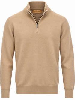 MAURO OTTAVIANI OTTAVIANI HALF ZIP FULL CASHMERE CAMEL