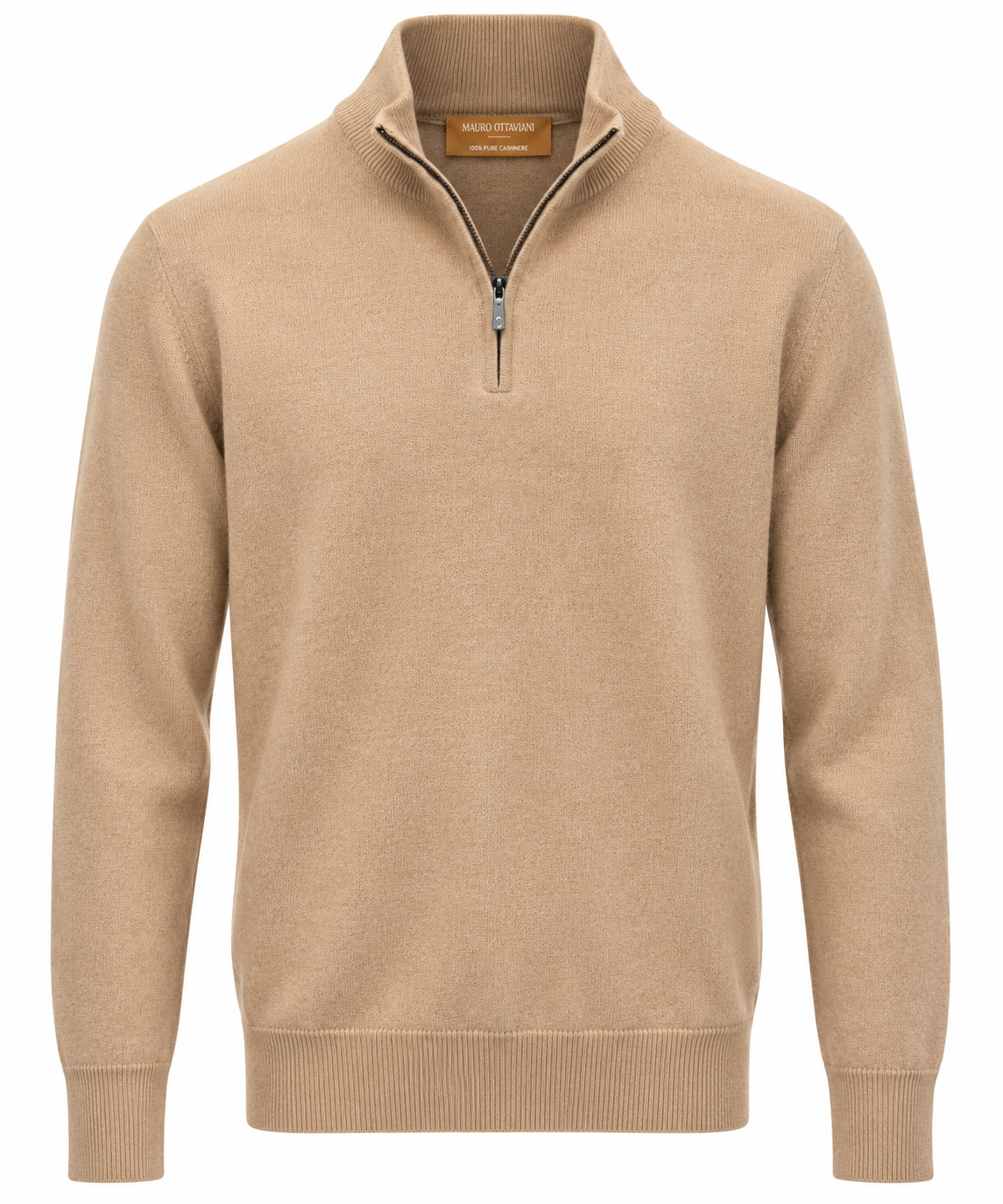 MAURO OTTAVIANI OTTAVIANI HALF ZIP FULL CASHMERE CAMEL