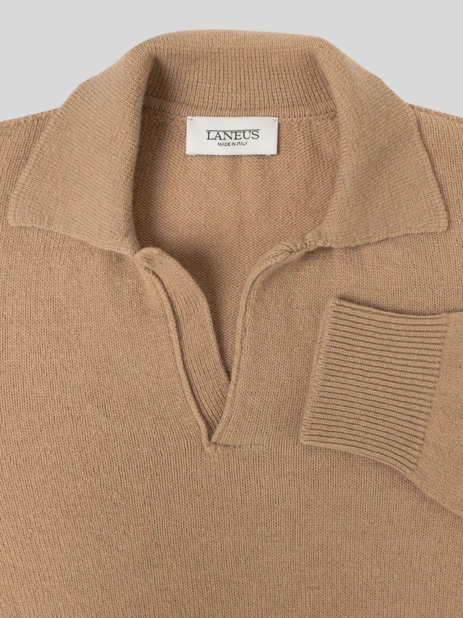 LANEUS LANEUS KNITTED POLO SHIRT CASHMERE CAMEL