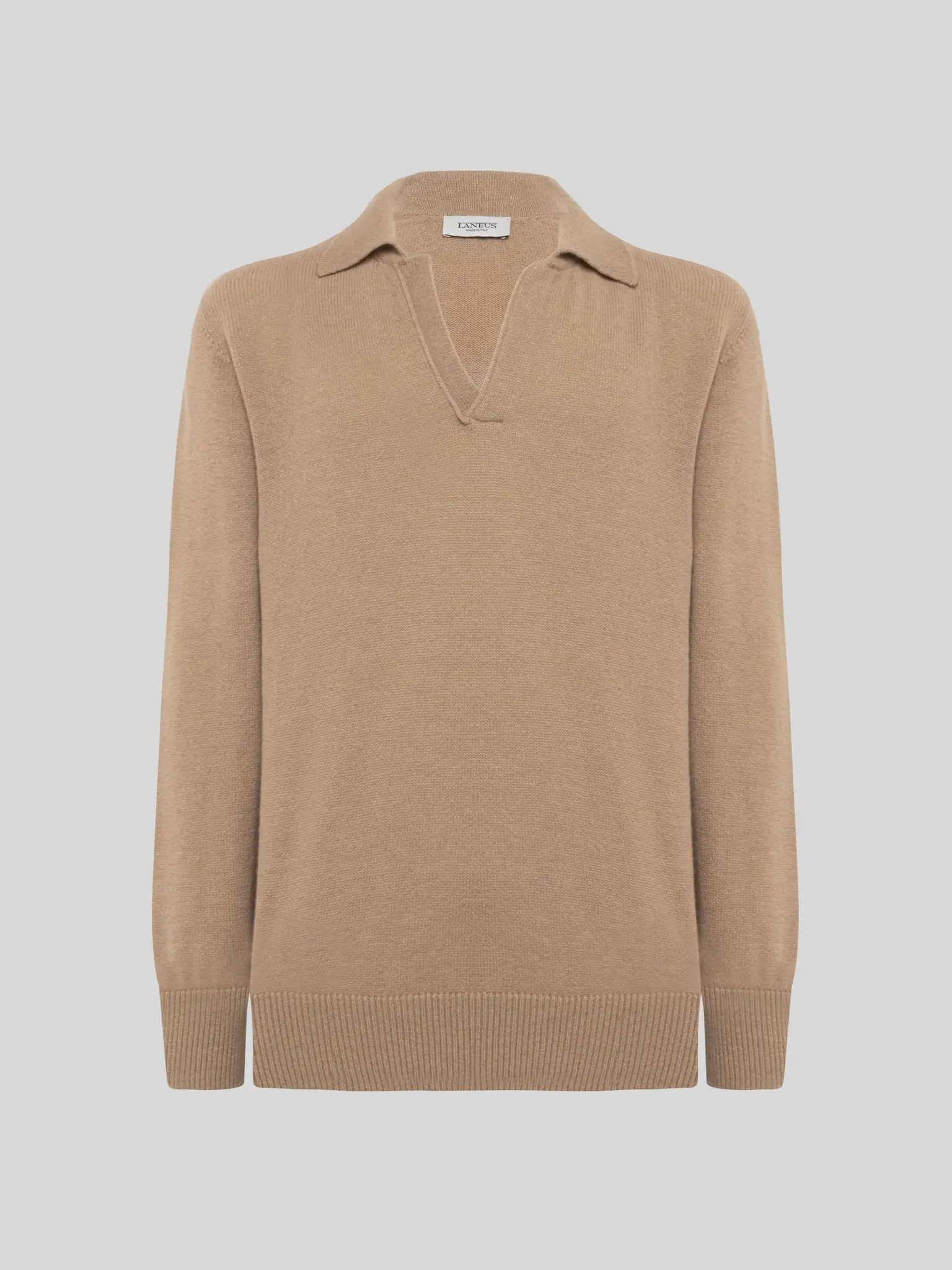 LANEUS LANEUS KNITTED POLO SHIRT CASHMERE CAMEL