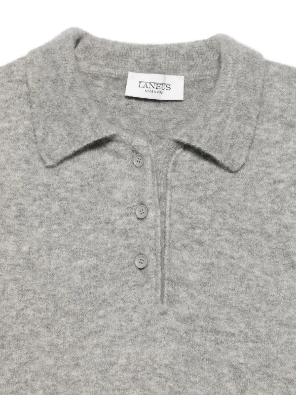 LANEUS LANEUS KNITTED POLO SHIRT CASHMERE SILK GREY
