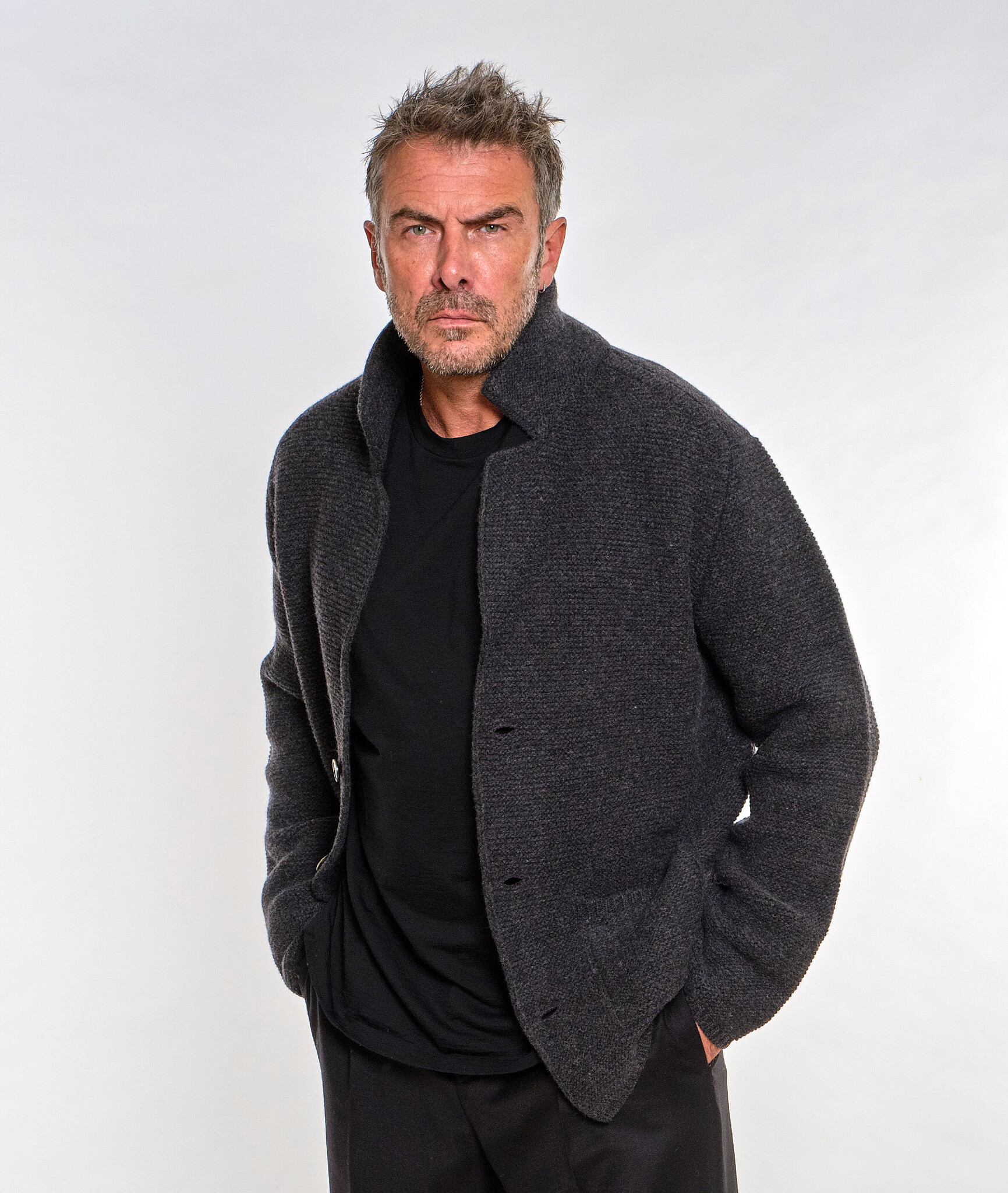 ALTEA MILANO ALTEA VIRGIN WOOL KNITTED JACKET GREY