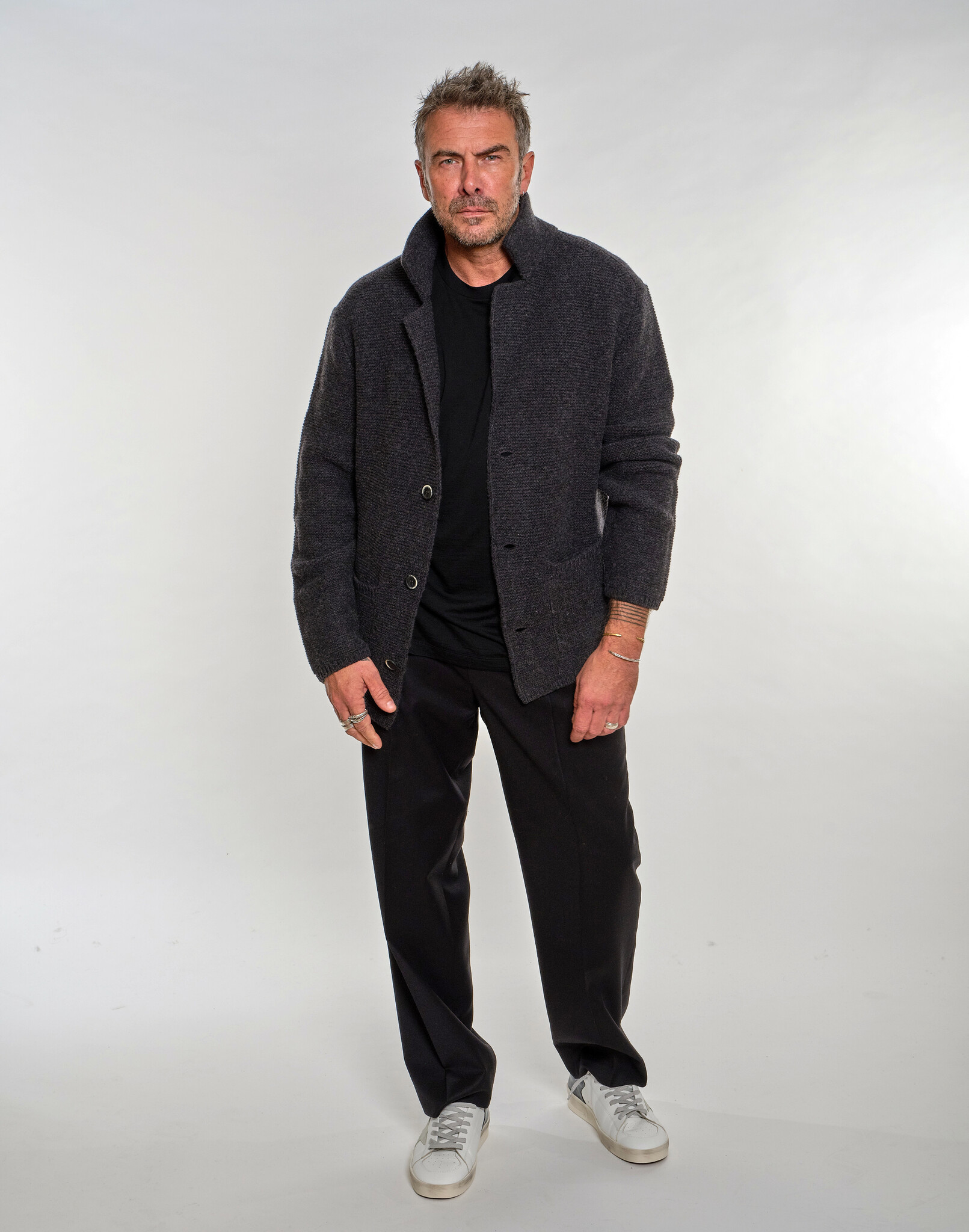 ALTEA MILANO ALTEA VIRGIN WOOL KNITTED JACKET GREY