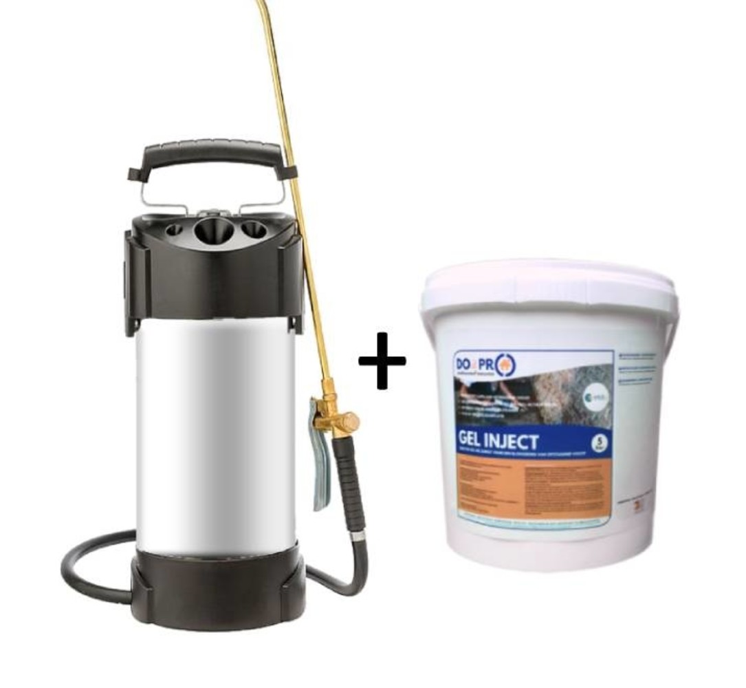 Pompe à pression d'injection + 5L GEL INJECT pour les travaux de grande envergure contre l'humidité ascensionnelle Pompe à pression d'injection + 5L GEL INJECT pour les travaux de grande envergure contre l'humidité ascensionnelle