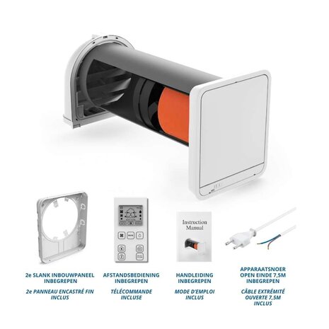 Decentrale ventilatie-unit met warmteterugwinning (tot 100m³/u) - draadloos koppelbaar - muurdoorvoer Ø200mm