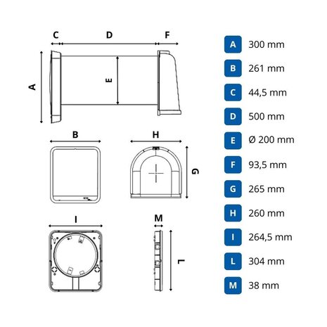 Decentrale ventilatie-unit met warmteterugwinning (tot 100m³/u) - draadloos koppelbaar - muurdoorvoer Ø200mm