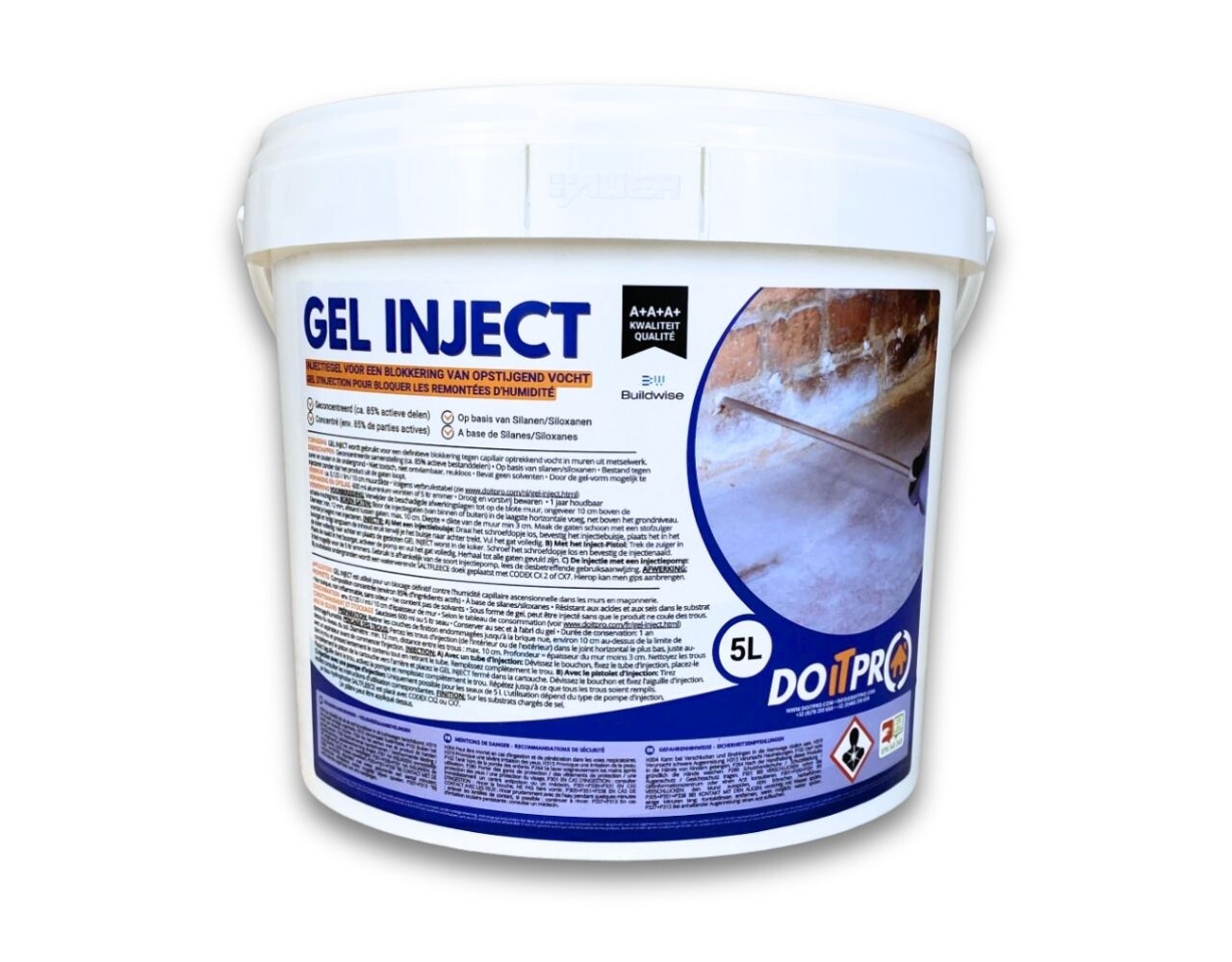 Injectie Drukpomp + 5L GEL INJECT voor grotere werken tegen opstijgend vocht