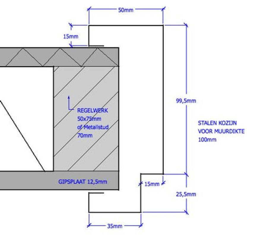 Berkvens® Berdo stalen deurkozijn 100 mm opdek - 2115 mm reinwit (incl. dorpel)