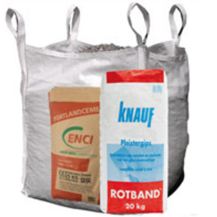 Zakwaren: cement, zand, grind, gips, mortels en Big Bags