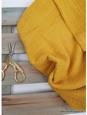 M. linnen katoen mix double gauze / effen tetra - oker