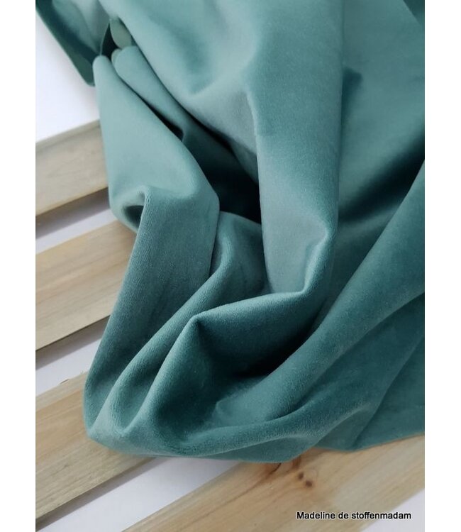 donker mint velvet - deco stof