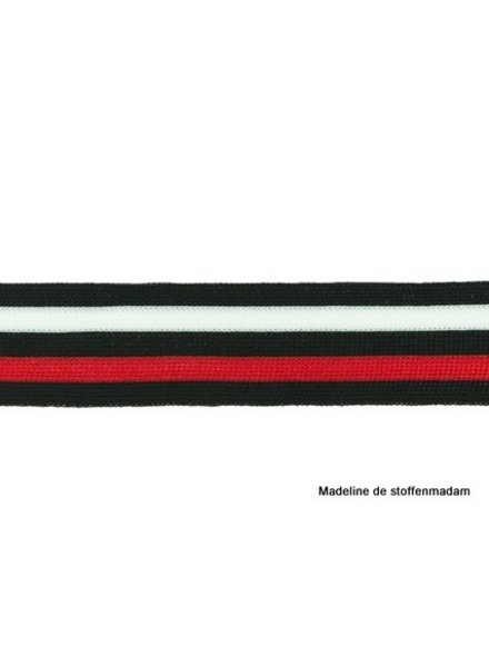 black-white-red ribbon side pants