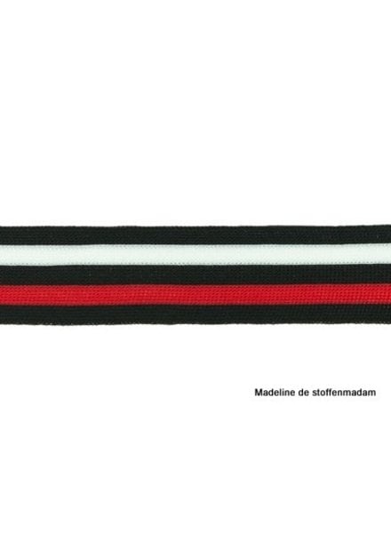 zwart-wit-rood lint zijkant broek
