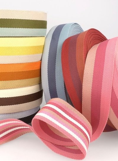 bruin gestreept 40 mm dubbelzijdige tassenband