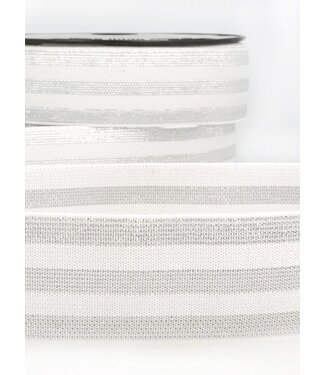 cream silver striped- elastic 40 mm