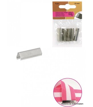 End claps for strap 30 mm - silver (6 pcs)