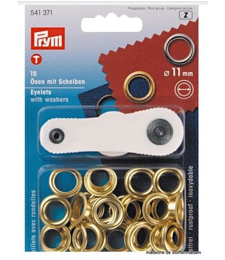 Eyelets and washers, 11.0mm, gold-coloured
