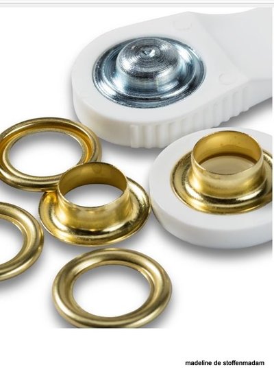 Eyelets and washers, 11.0mm, gold-coloured