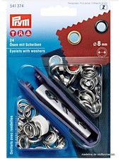 Prym Eyelets and washers, 8.0mm, silver-coloured