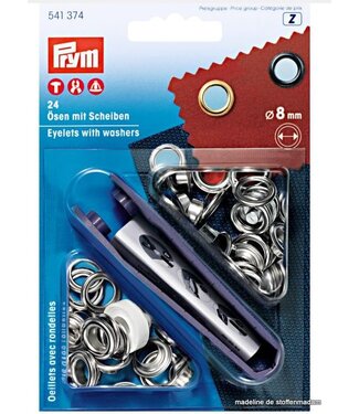 Prym Eyelets and washers, 8.0mm, silver-coloured