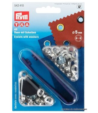 Prym Eyelets and washers, 5mm, silver-coloured