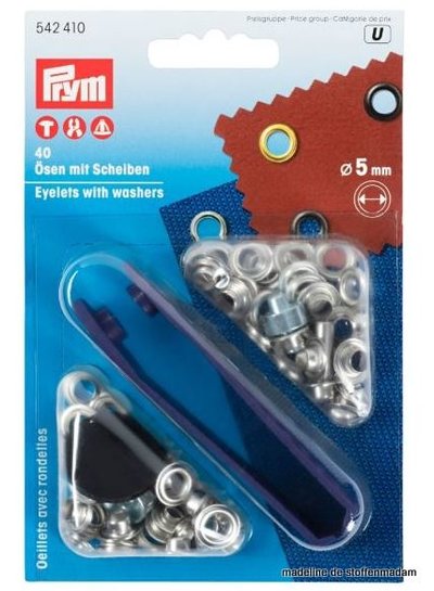 Prym Eyelets and washers, 5mm, silver-coloured