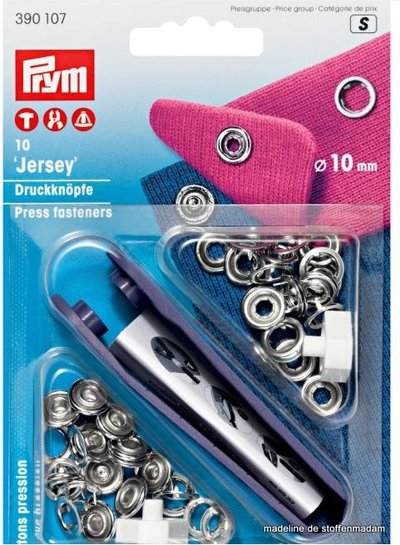 Prym jersey drukknopen, open ring, 10mm, zilverkleurig