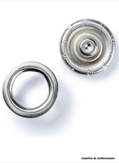 Prym jersey drukknopen, open ring, 10mm, zilverkleurig