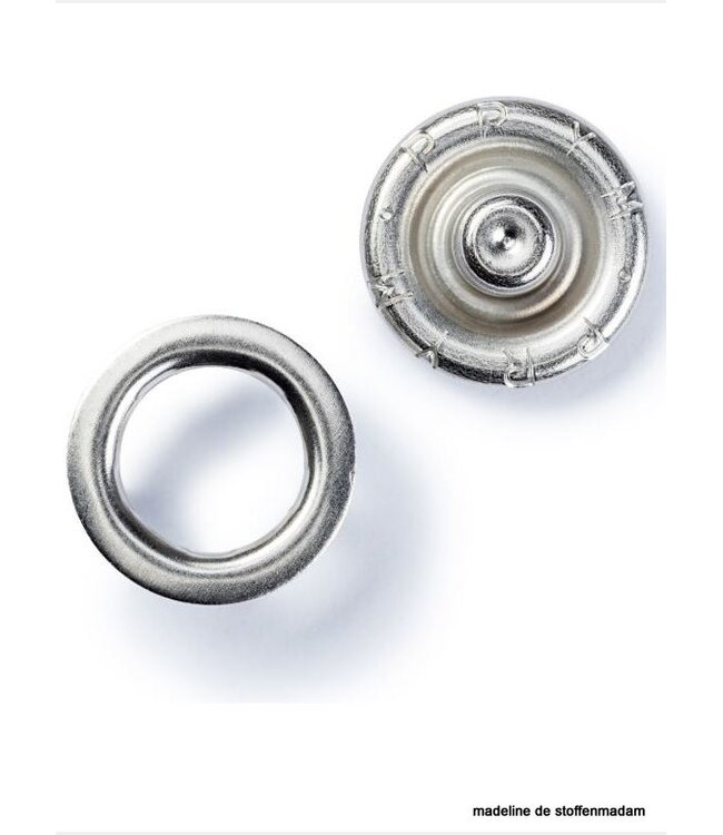 Prym jersey drukknopen, open ring, 10mm, zilverkleurig