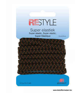 zwarte super elastiek 4,5mm