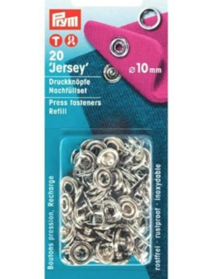 Prym Jersey press fasteners refill 20 pieces silver 10 mm