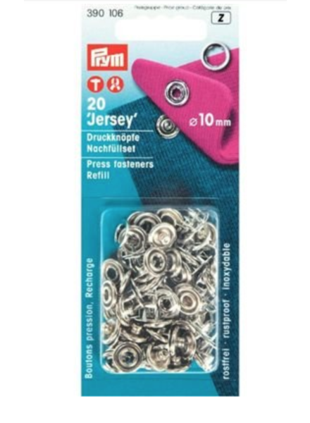 Prym Jersey press fasteners refill 20 pieces silver 10 mm