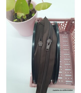 M. bruin rits lopende meter maat 5 - trekker per 50 cm