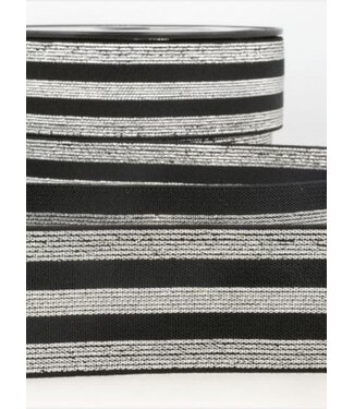 black and silver striped - deluxe - elastic 40 mm