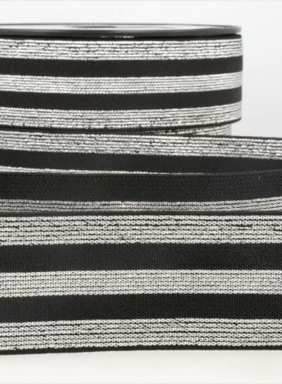 black and silver striped - deluxe - elastic 40 mm