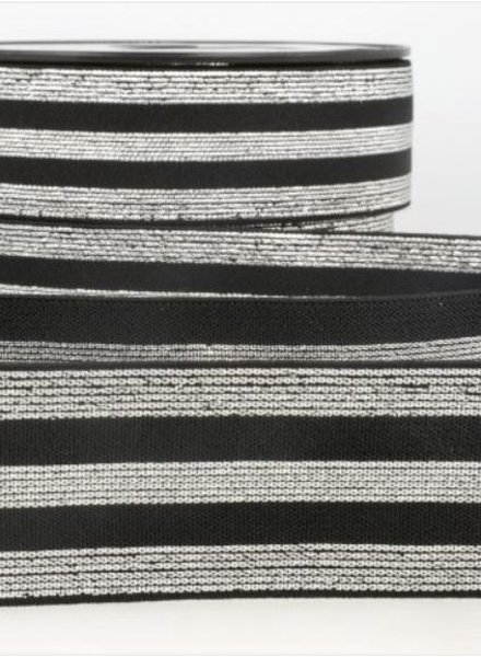black and silver striped - deluxe - elastic 40 mm