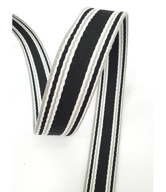 black striped bag strap - 30 mm