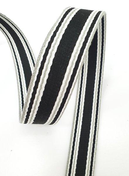 black striped bag strap - 30 mm