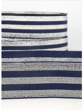 M. marineblauw zilver gestreept - deluxe - taille elastiek 40 mm