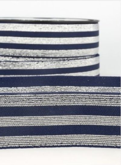 M. navy blue silver striped - deluxe - elastic waistband 40 mm