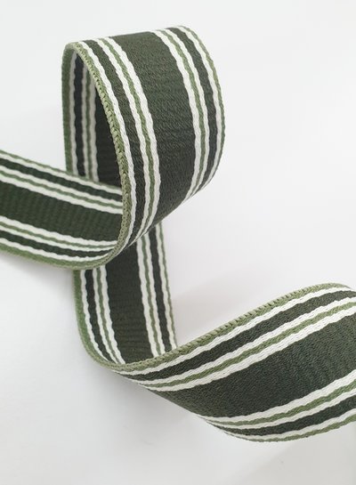 groen met kaki streep  tassenband -  30 mm