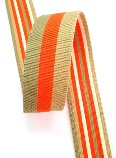 fluo orange striped 40 mm  - double sided bag strap