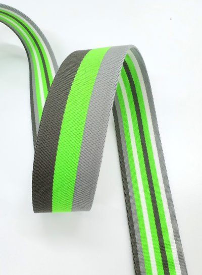 fluo green striped 40 mm  - double sided bag strap