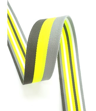 fluo yellow striped 40 mm  - double sided bag strap